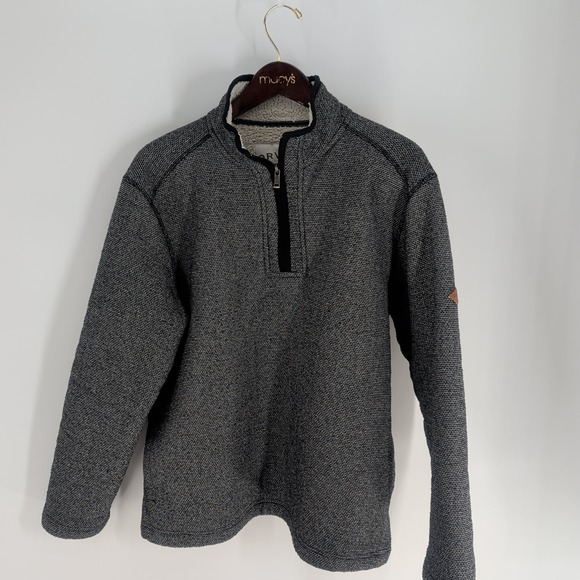 Orvis Fleece Sherpa Lined Jacquard Quarter Zip Pullover Sweater Dark Gray Size L - Picture 1 of 8